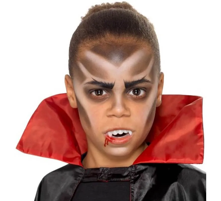 Kit per il trucco dei vampiri: 3 colori, zanne, 2 spugne e pennello